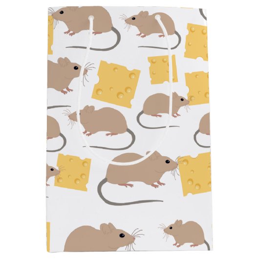 Niedliches Mouse Rodent-Essen Käsemuster Mittlere Geschenktüte (Vorderseite)