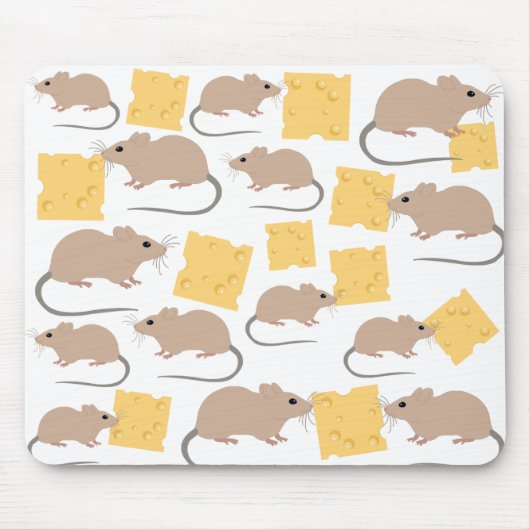 Niedliches Mouse Rodent-Essen Käsemuster Mousepad (Vorne)