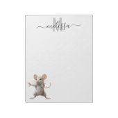 Niedliches Mouse Watercolor Monogram Name Notepad Notizblock (Rotiert)