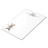 Niedliches Mouse Watercolor Monogram Name Notepad Notizblock (angewinkelt)