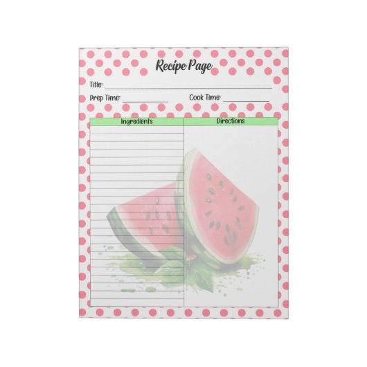 Niedliches Mouth Watermelon Rezept Notizblock (Rotiert)