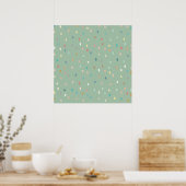 Niedliches Multicolor Dotty-Muster auf Sage Green Poster (Küche)