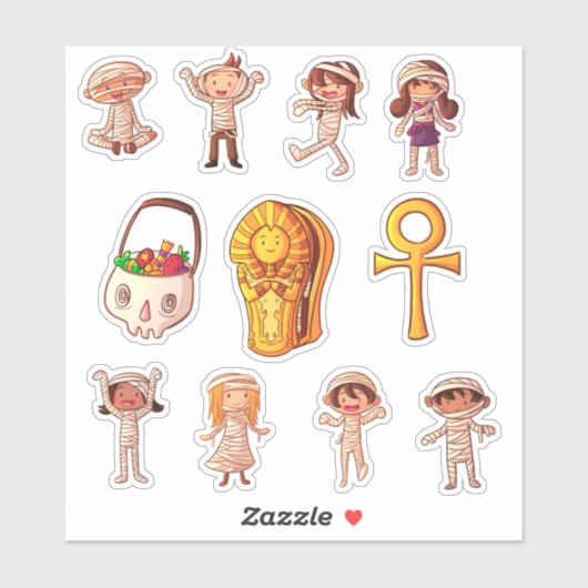 Niedliches Mummy-Halloween Aufkleber (Blatt)