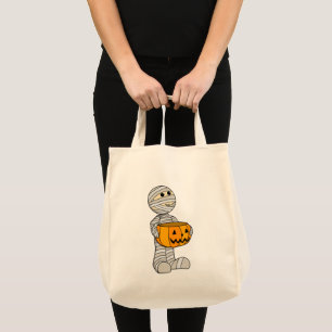 Niedliches Mummy mit Jack-o-Lantern Tragetasche