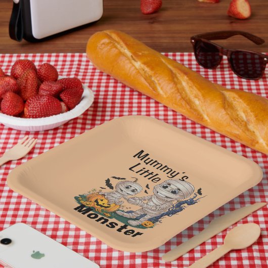Niedliches Mummy's Little Monster Funny Halloween Pappteller (Picknick)