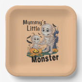 Niedliches Mummy's Little Monster Funny Halloween Pappteller (Vorderseite)