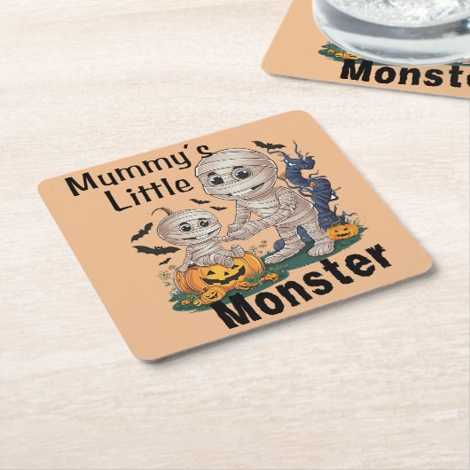 Niedliches Mummy's Little Monster Funny Halloween  Rechteckiger Pappuntersetzer (angewinkelt)