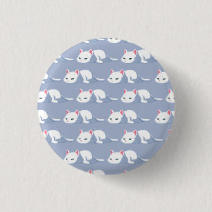 Niedliches mürrisches weißes Katzenmuster Button