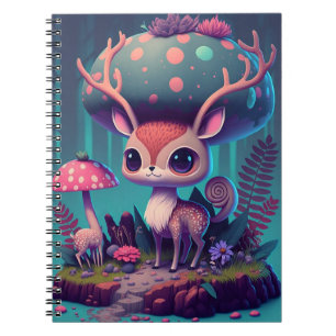 Niedliches Mushroom Deer Fantasy Art Notebook Notizblock