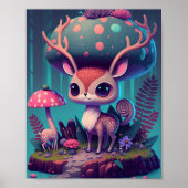Niedliches Mushroom Deer Fantasy Art Poster (Vorne)