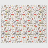 Niedliches Mushroom Frosch Schneckenwaldmuster Geschenkpapier (Flach)