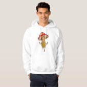 Niedliches Mushroom Hooded Sweatshirt aus Kalkgrün (Vorne ganz)