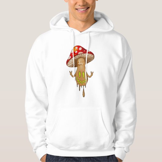 Niedliches Mushroom Hooded Sweatshirt aus Kalkgrün (Vorderseite)