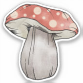 Niedliches Mushroom Wasserfarben-Illustration rot Aufkleber (Vorderseite)