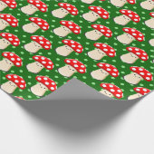 Niedliches Mushroom Zeichne Green Polka Dot Muster Geschenkpapier (Ecke)