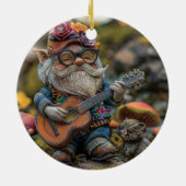Niedliches musikalisches Gnome, das Gitarre spielt Keramik Ornament (Hinten)