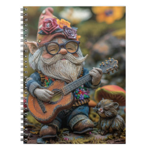 Niedliches musikalisches Gnome, das Gitarre spielt Notizblock