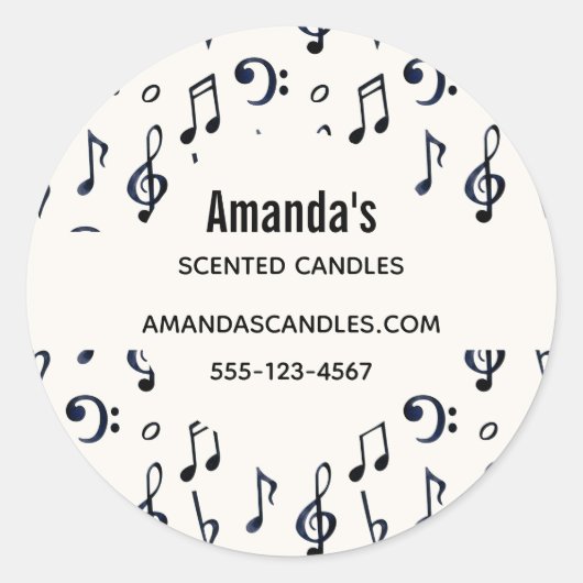 Niedliches musikalisches Notenmuster Runder Aufkleber (Vorderseite)
