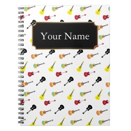 Niedliches Musikukulele-Muster mit Namen Notizblock (Vorderseite)