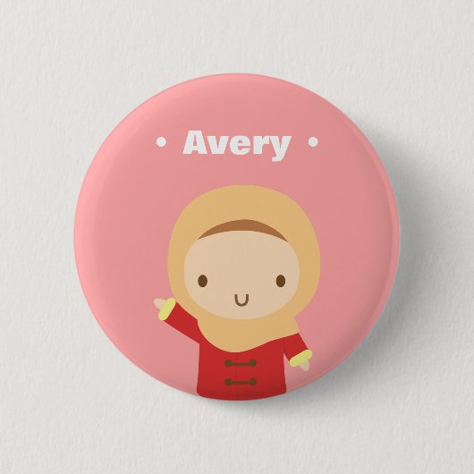 Niedliches muslimisches Mädchen mit Hijab Scarf Wi Button (Vorderseite)