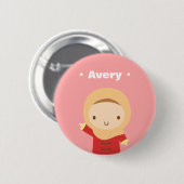 Niedliches muslimisches Mädchen mit Hijab Scarf Wi Button (Vorne & Hinten)