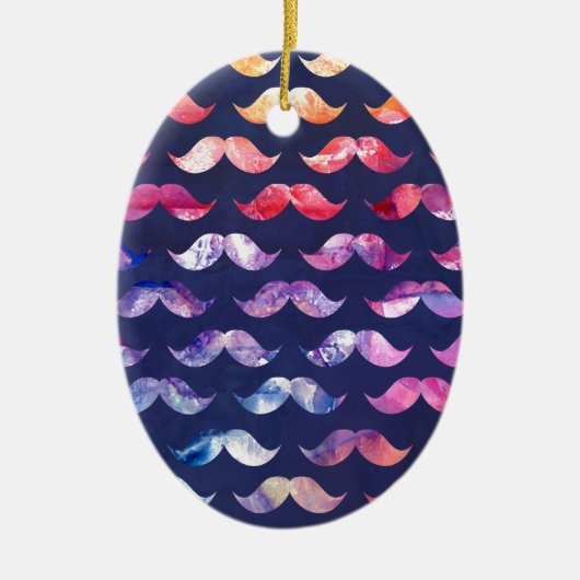 Niedliches Mustache-Muster mit Aquarellfarben-Over Keramikornament (Vorne)