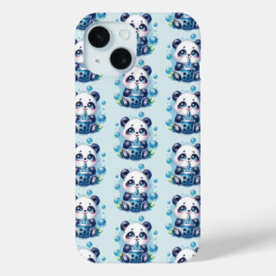 Niedliches Muster aus Panda und blauen Boba-Blasen Case-Mate iPhone Hülle