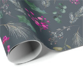 Niedliches Muster Blau mit rosa Holly-Geschenk Geschenkpapier (Rolleneckpunkt)