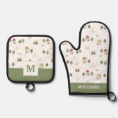 Niedliches Muster der Aquakultur Ofenhandschuh & Topflappen-Set (Vorderseite)