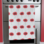 Niedliches Muster der Blume Red Poppe auf Weiß Geschirrtuch<br><div class="desc">Pop heute ein Mohnhandtuch in Ihrer Küche</div>