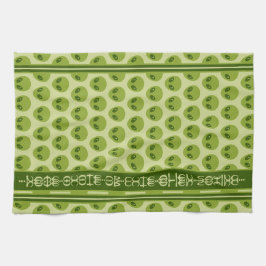 Niedliches Muster der grünen Alien mit Ihrem Namen Geschirrtuch