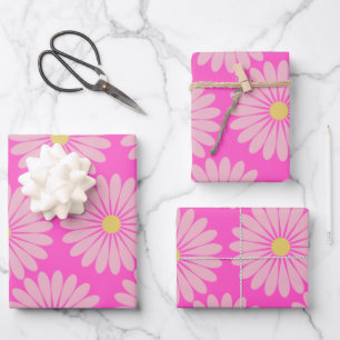 Niedliches Muster der skandinavischen Blume Retro  Geschenkpapier Set