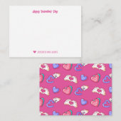 Niedliches Muster der süßen Liebe Rosa Valentinsta Mitteilungskarte (Vorne/Hinten)