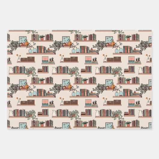 Niedliches Muster der virtuellen Bibliothek Geschenkpapier Set (Vorderseite)