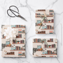 Niedliches Muster der virtuellen Bibliothek Geschenkpapier Set
