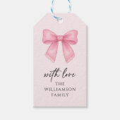 Niedliches Muster der Wasserfarbe Bow Coquette Geschenkanhänger (Vorderseite)