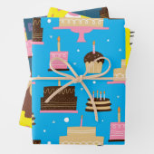 Niedliches Muster der Whimsical Birthday Animals Geschenkpapier Set (Beispiel)