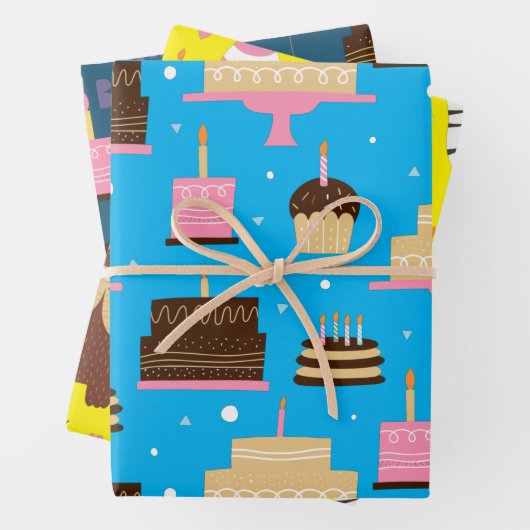 Niedliches Muster der Whimsical Birthday Animals Geschenkpapier Set (Beispiel)