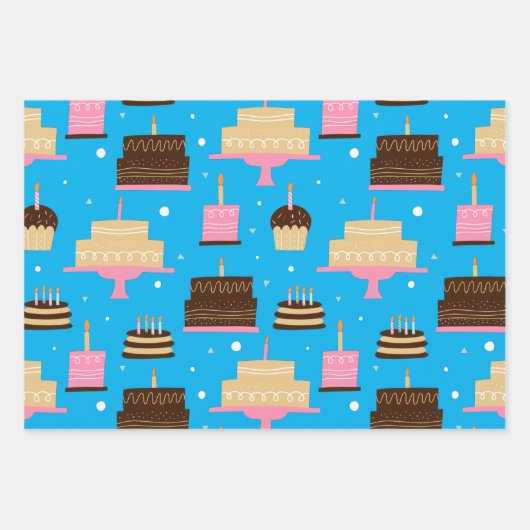 Niedliches Muster der Whimsical Birthday Animals Geschenkpapier Set (Vorderseite)