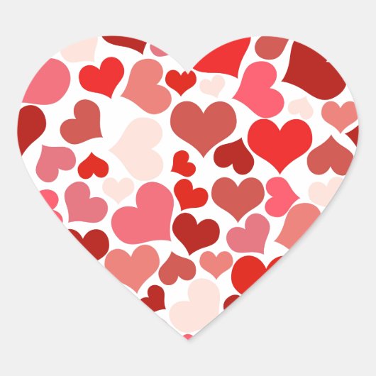 Niedliches Muster des modernen Roten Herzens Herz-Aufkleber (Vorderseite)