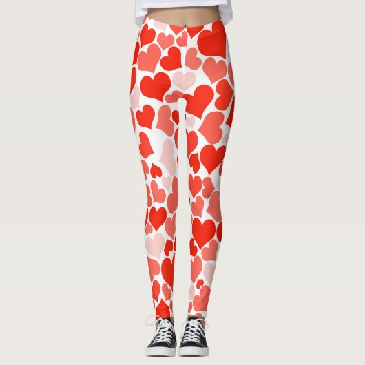 Niedliches Muster des modernen Roten Herzens Leggings (Vorderseite)