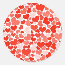 Niedliches Muster des modernen Roten Herzens Runder Aufkleber