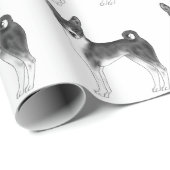 Niedliches Muster eines Basenji-Hundes in Schwarz/ Geschenkpapier (Rolleneckpunkt)