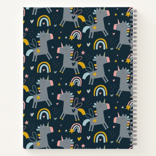 Niedliches Muster-Einhorn-Notebook Notizblock (Rückseite)