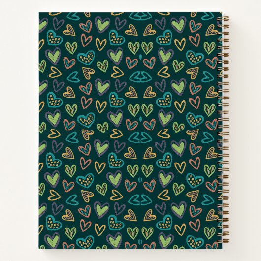 Niedliches Muster - Farbenfrohe Herz-Spiral-Notebo Notizblock (Rückseite)