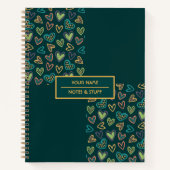 Niedliches Muster - Farbenfrohe Herz-Spiral-Notebo Notizblock (Vorderseite)