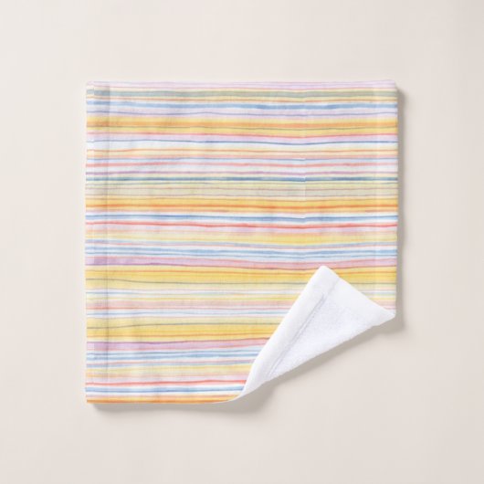 Niedliches Muster Farbstreifen Blaue Orange Monogr Badhandtuch Set (Waschlappen)