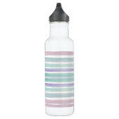 Niedliches Muster Farbstreifen Pink Blau Edelstahlflasche (Rechts)
