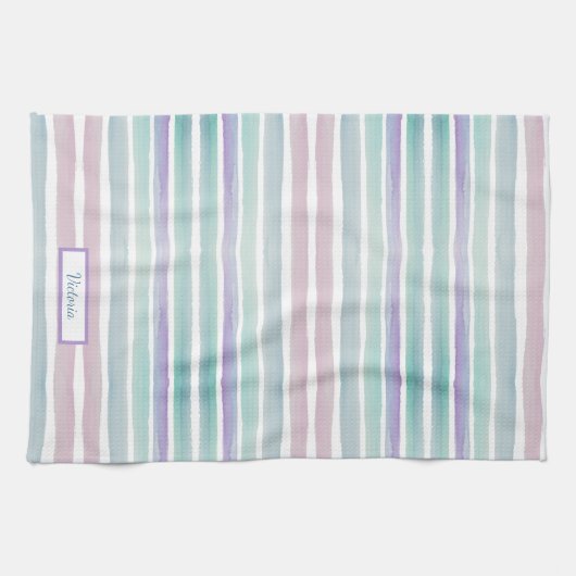 Niedliches Muster Farbstreifen Pink Blau Geschirrtuch (Horizontal)