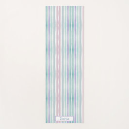 Niedliches Muster Farbstreifen Pink Blue Monogram Yogamatte